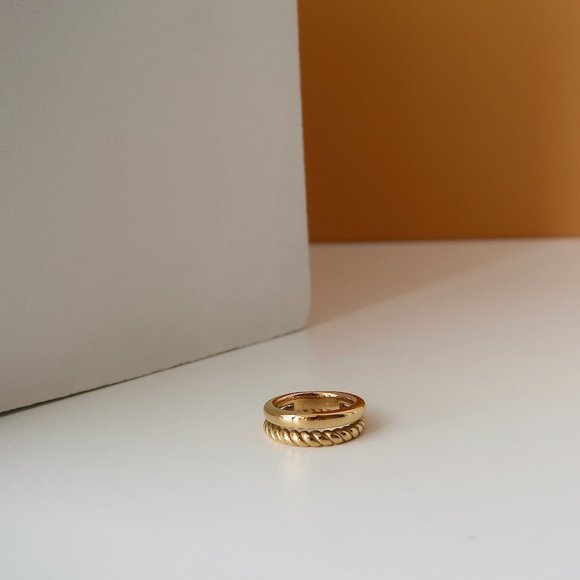 NEW 18K Gold Plated Double Layer Open Ring 0 - Picture 3 of 7